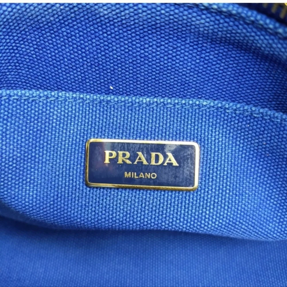 Prada Milano Blue Canvas Tote Bag - Picture 8 of 12